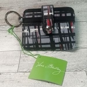 Vera Bradley In A Snap Card Case.  Black White Art Plaid.  New with Tags.
